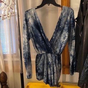 Long sleeve tie dye romper